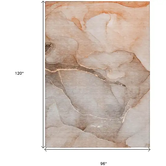 Taupe Abstract Washable Non Skid Indoor Outdoor Area Rug Photo 7