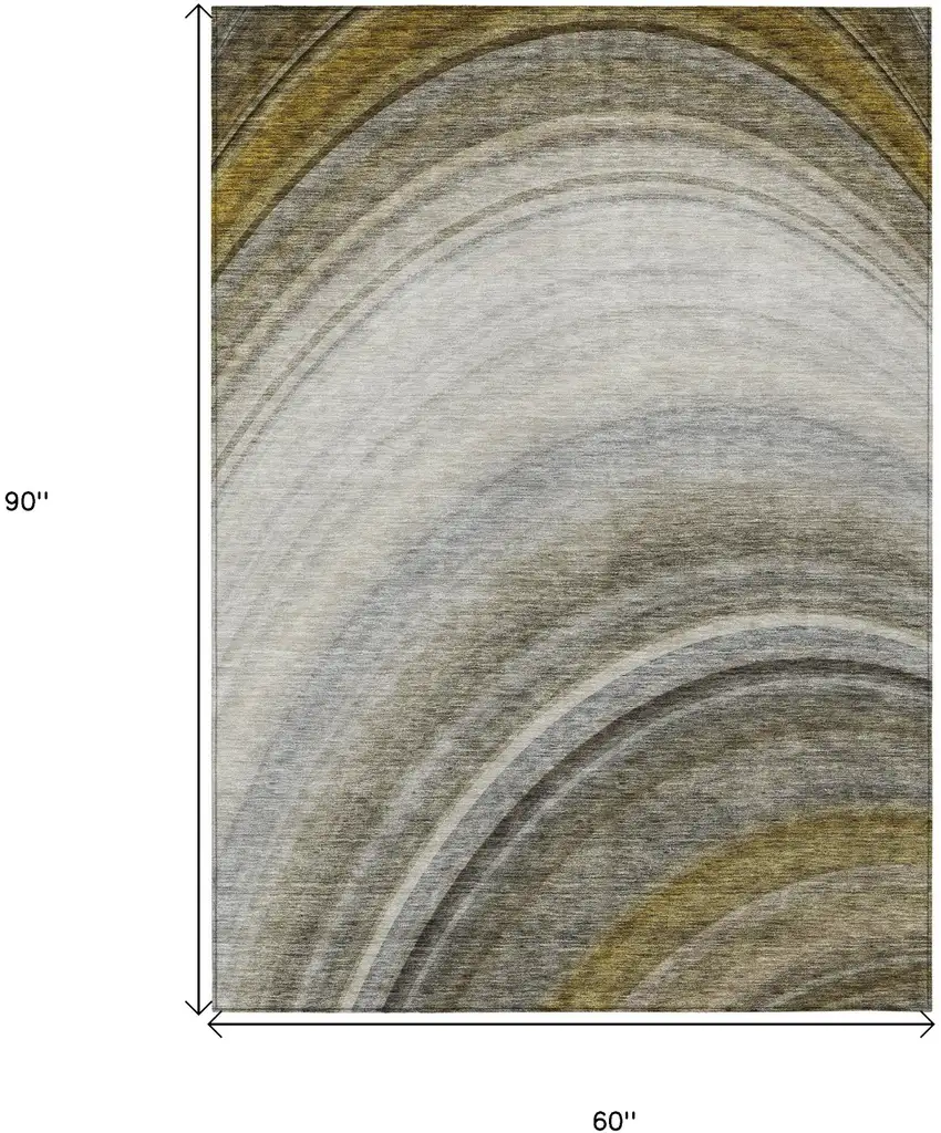 Taupe Abstract Washable Non Skid Indoor Outdoor Area Rug Photo 3