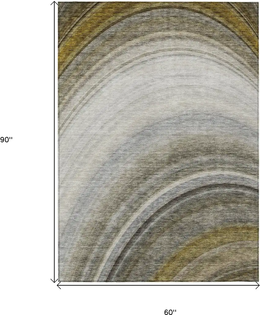 Taupe Abstract Washable Non Skid Indoor Outdoor Area Rug Photo 3