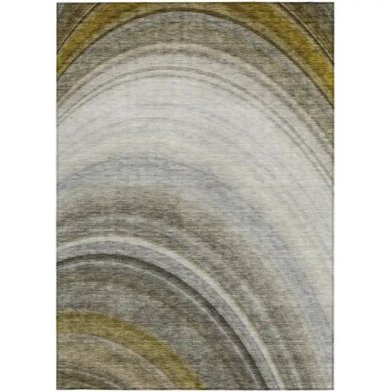 Taupe Abstract Washable Non Skid Indoor Outdoor Area Rug Photo 6