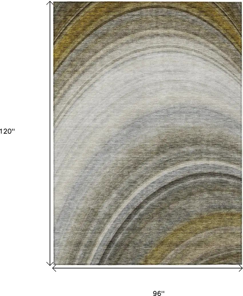 Taupe Abstract Washable Non Skid Indoor Outdoor Area Rug Photo 3