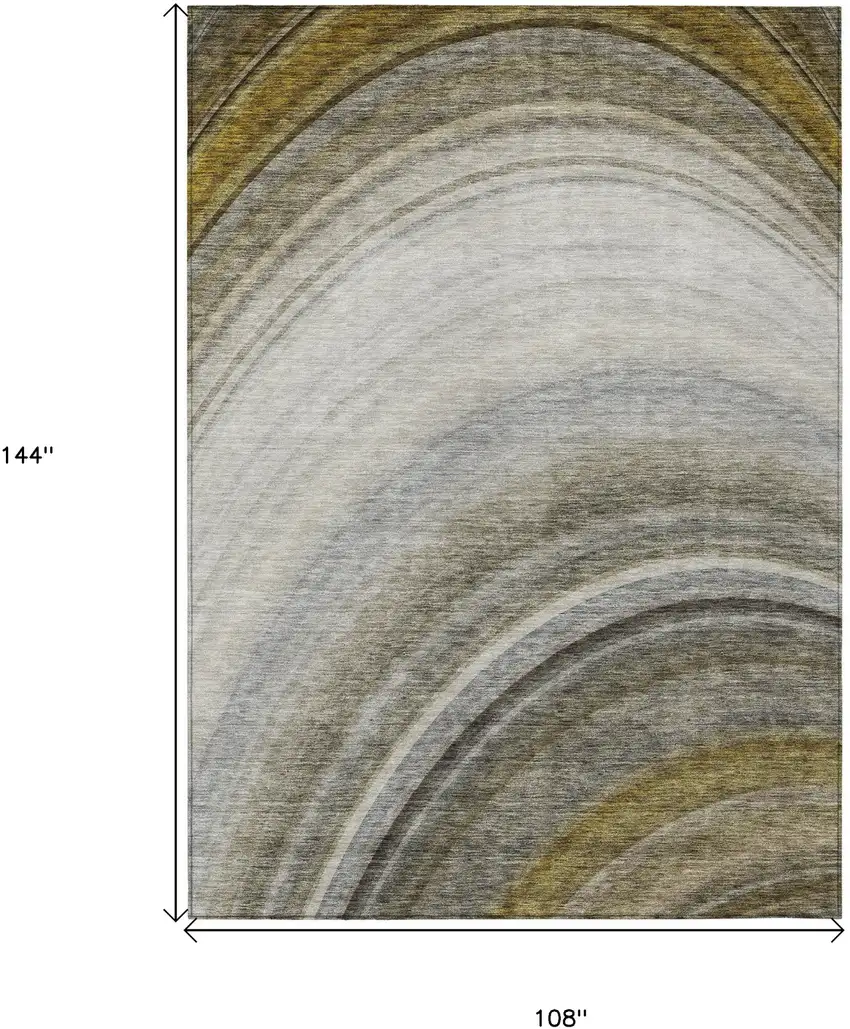 Taupe Abstract Washable Non Skid Indoor Outdoor Area Rug Photo 3