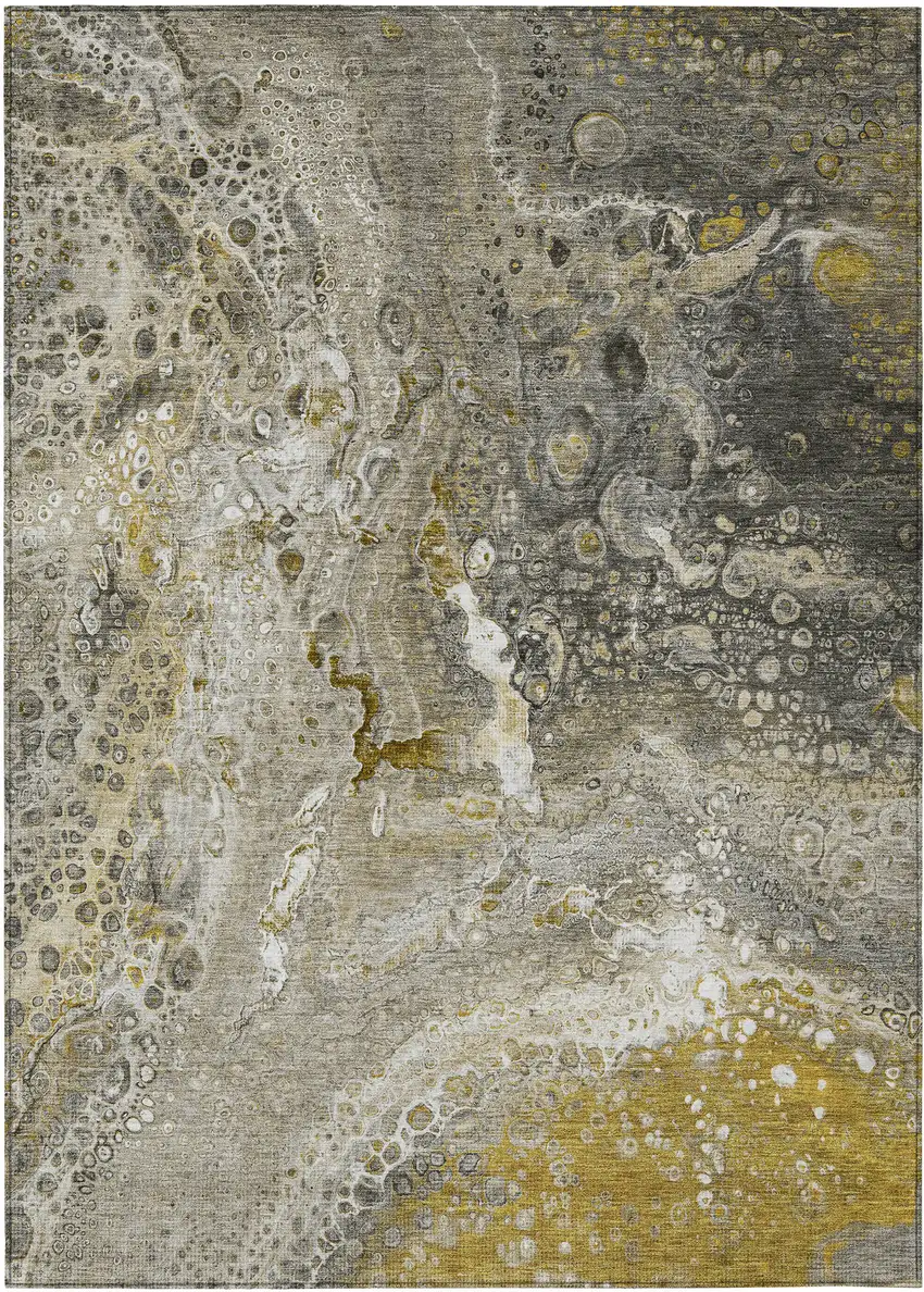 Taupe Abstract Washable Non Skid Indoor Outdoor Area Rug Photo 2