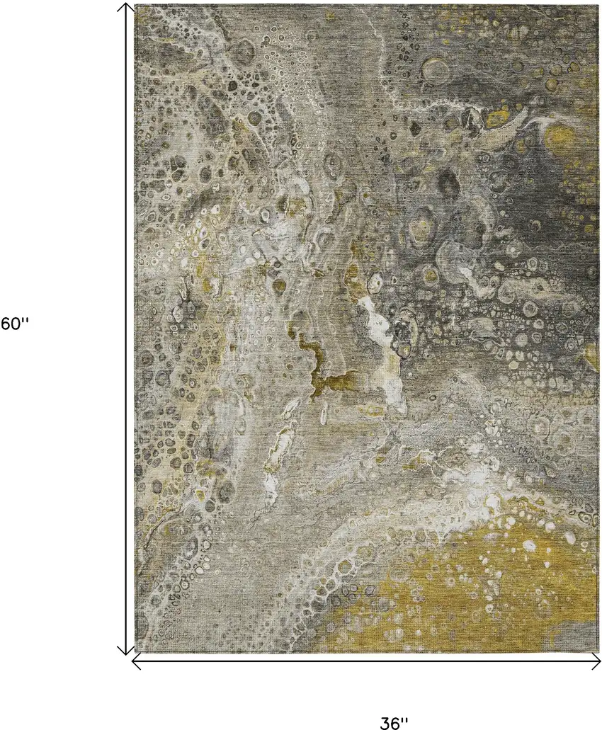 Taupe Abstract Washable Non Skid Indoor Outdoor Area Rug Photo 3