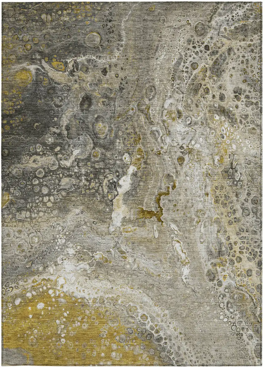 Taupe Abstract Washable Non Skid Indoor Outdoor Area Rug Photo 6