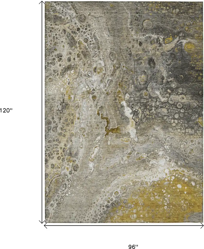 Taupe Abstract Washable Non Skid Indoor Outdoor Area Rug Photo 3