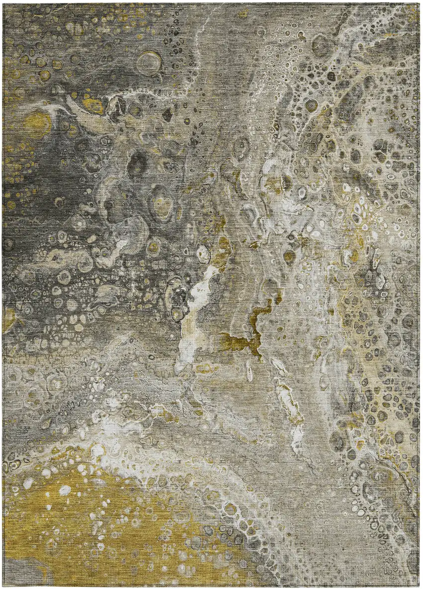 Taupe Abstract Washable Non Skid Indoor Outdoor Area Rug Photo 6