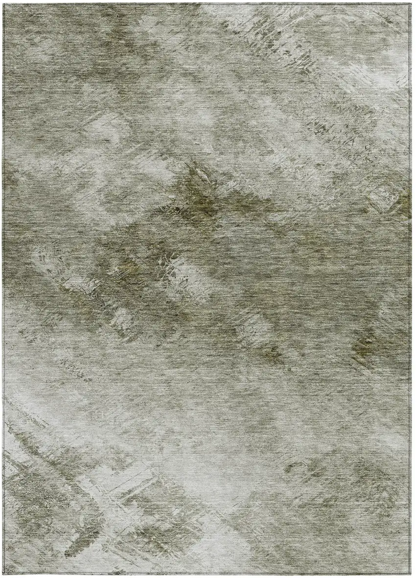 Taupe Abstract Washable Non Skid Indoor Outdoor Area Rug Photo 5