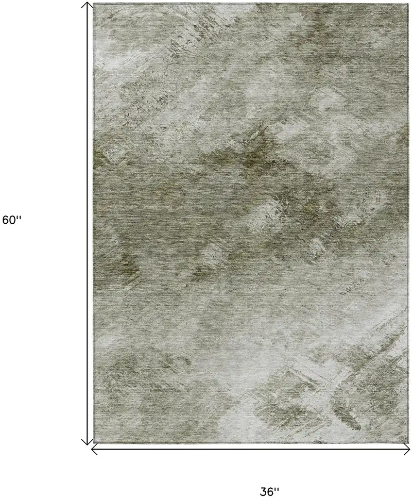 Taupe Beige And Brown Abstract Washable Indoor Outdoor Area Rug Photo 3