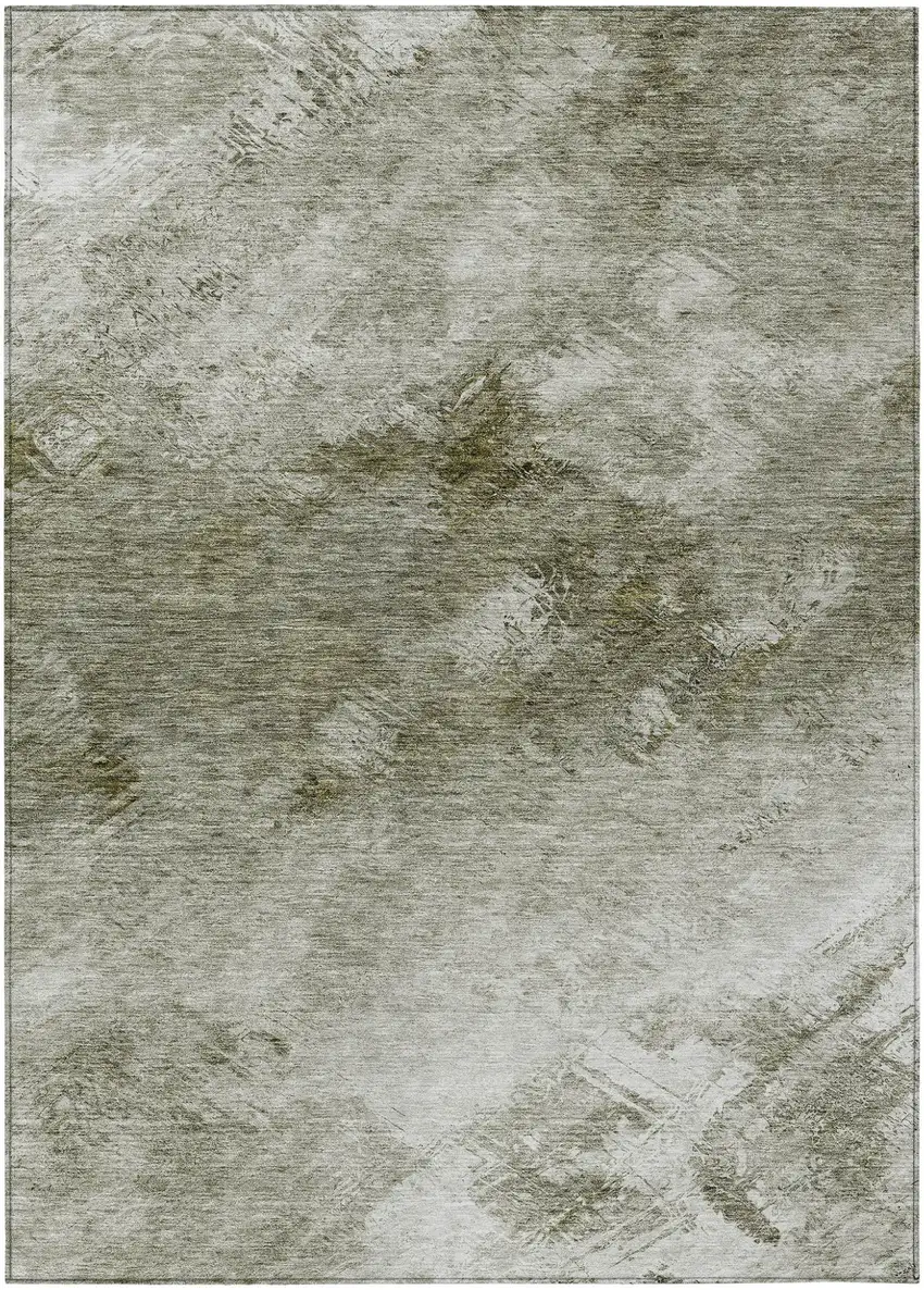 Taupe Abstract Washable Non Skid Indoor Outdoor Area Rug Photo 2