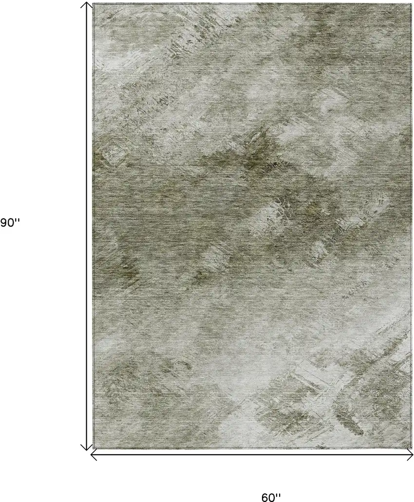 Taupe Beige And Brown Abstract Washable Indoor Outdoor Area Rug Photo 3