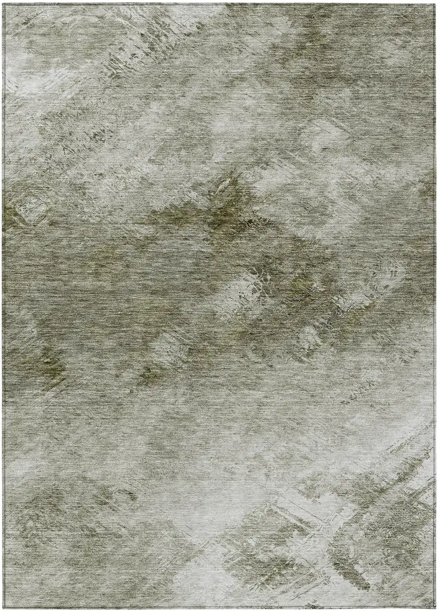 Taupe Abstract Washable Non Skid Indoor Outdoor Area Rug Photo 2