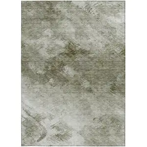 Photo of Taupe Abstract Washable Non Skid Indoor Outdoor Area Rug