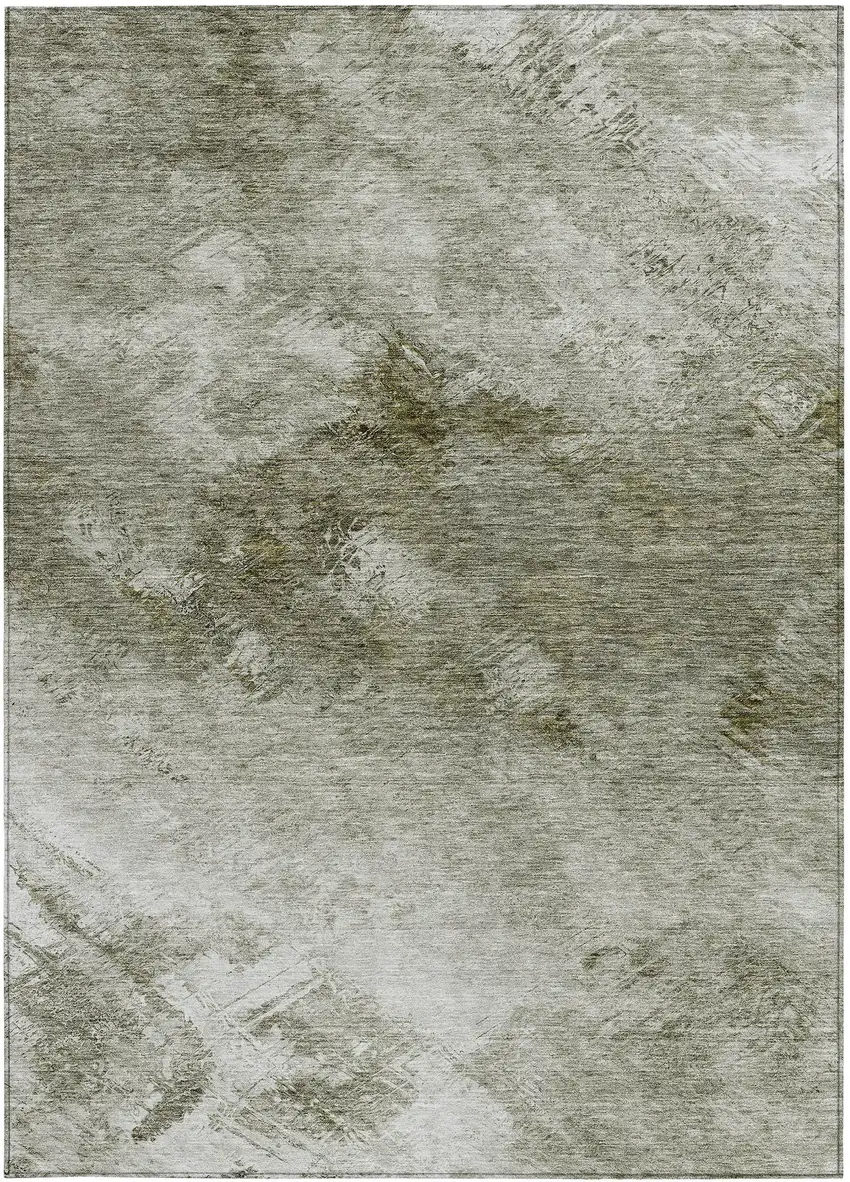 Taupe Abstract Washable Non Skid Indoor Outdoor Area Rug Photo 6