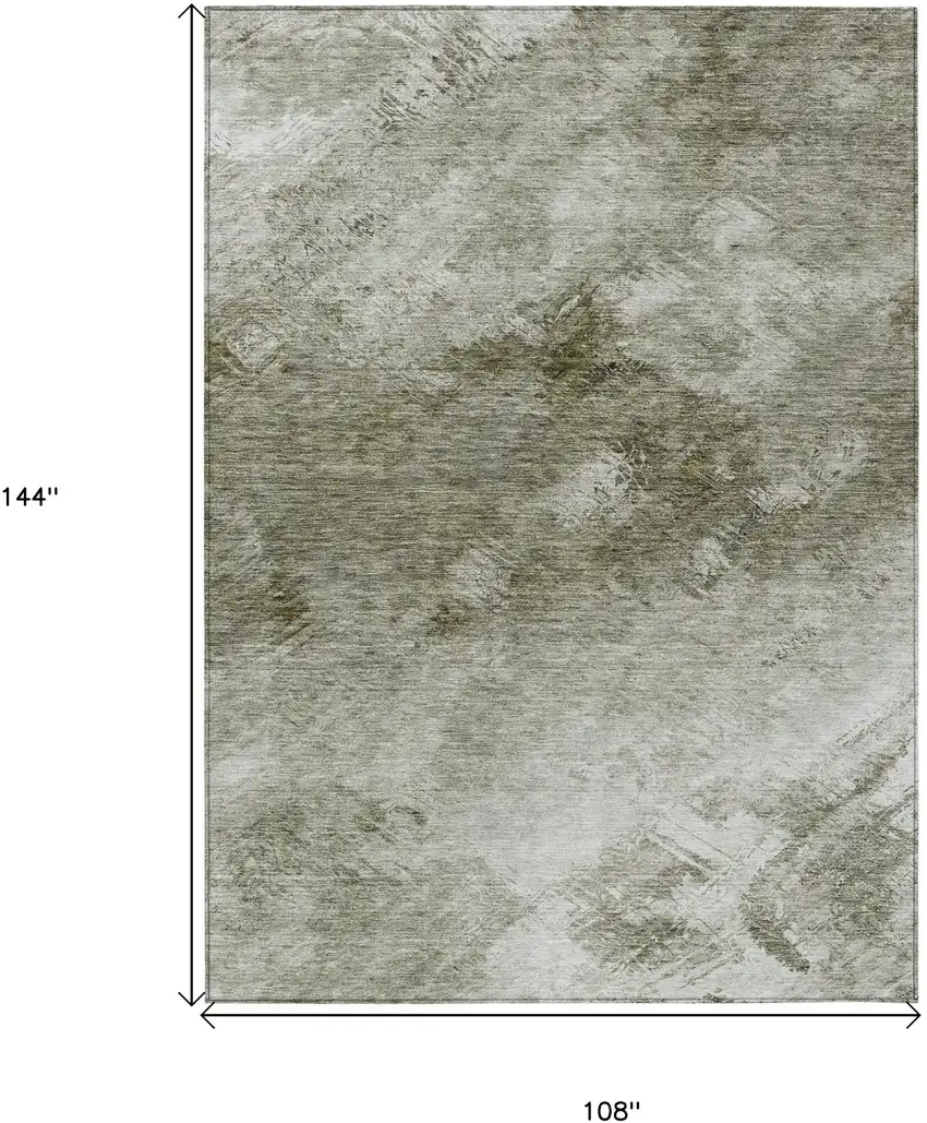 Taupe Abstract Washable Non Skid Indoor Outdoor Area Rug Photo 3