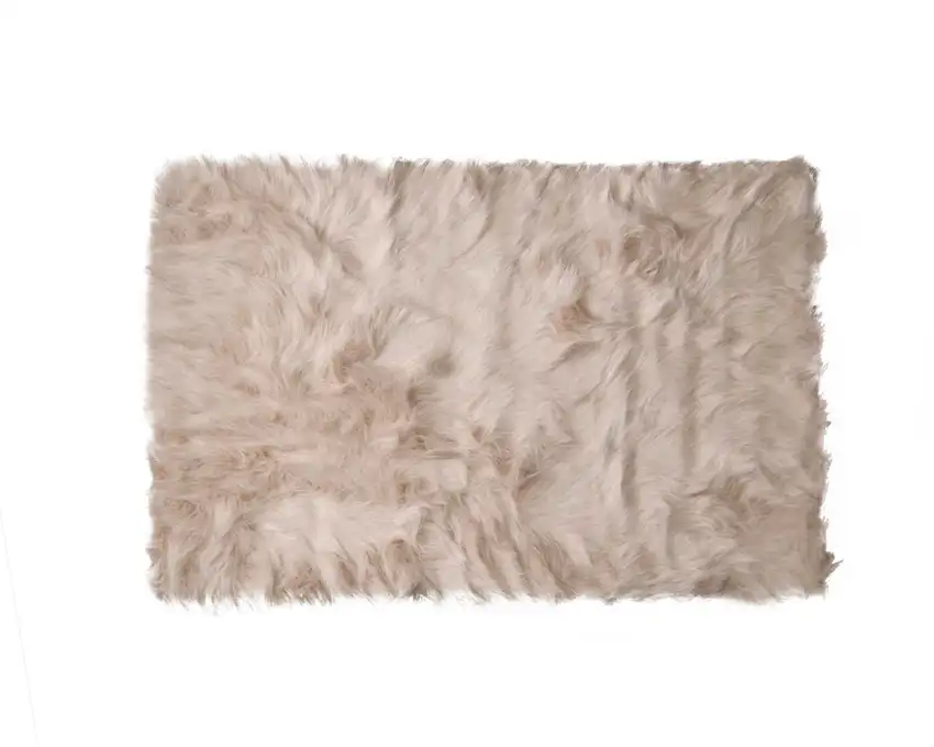 Taupe Acrylic Plush Faux Sheepskin - Area Rug Photo 1