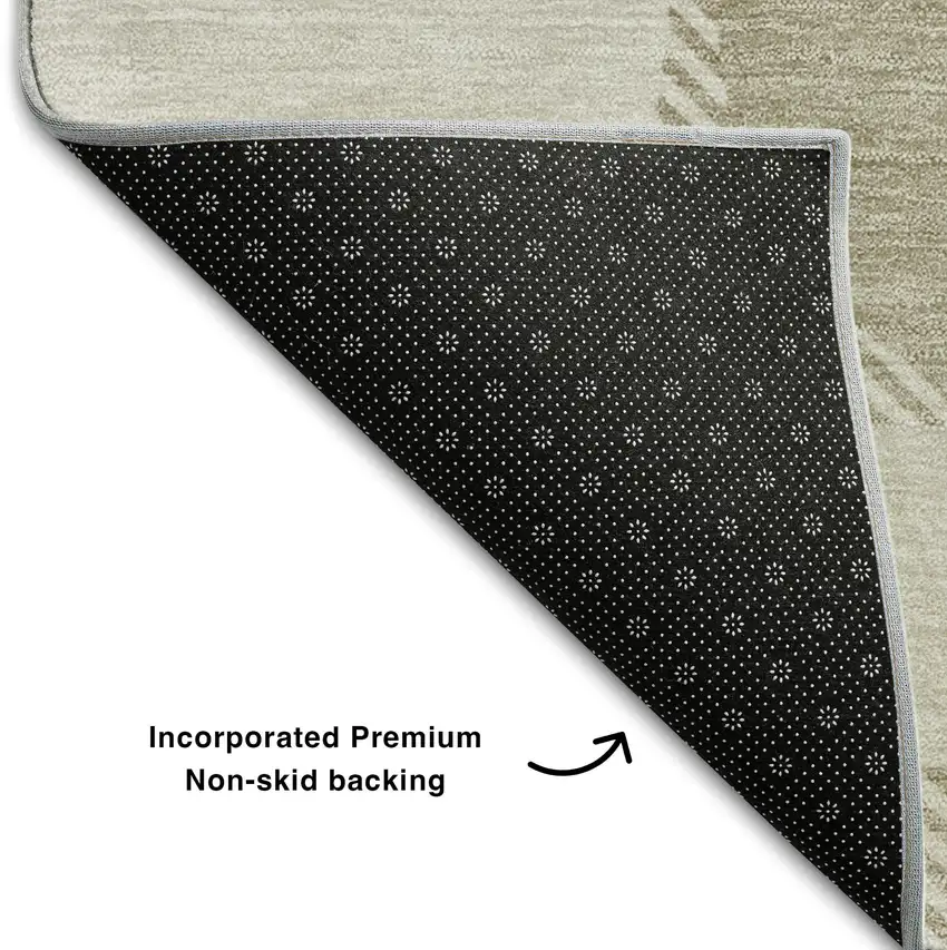 Taupe And Beige Abstract Geometric Washable Area Rug With UV Protection Photo 7