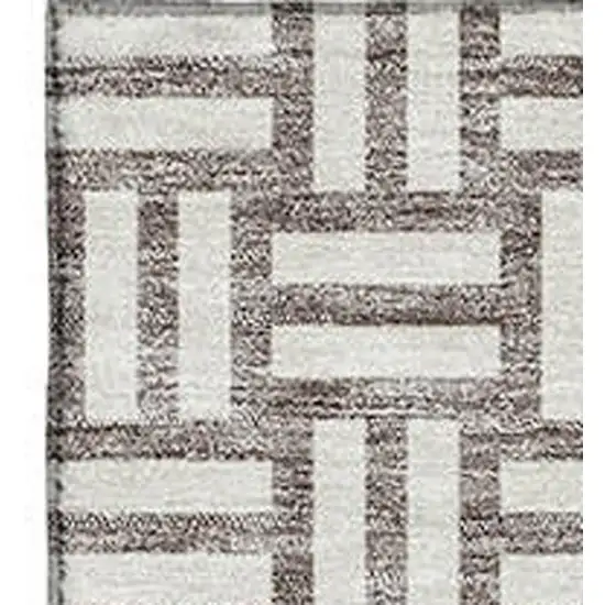 Taupe And Beige Abstract Geometric Washable Area Rug With UV Protection Photo 3