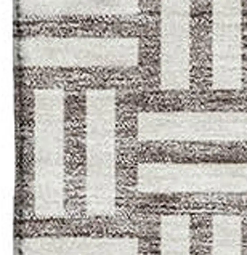 Taupe And Beige Abstract Geometric Washable Area Rug With UV Protection Photo 2