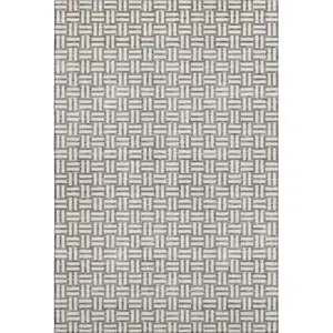 Photo of Taupe And Beige Abstract Geometric Washable Area Rug With UV Protection