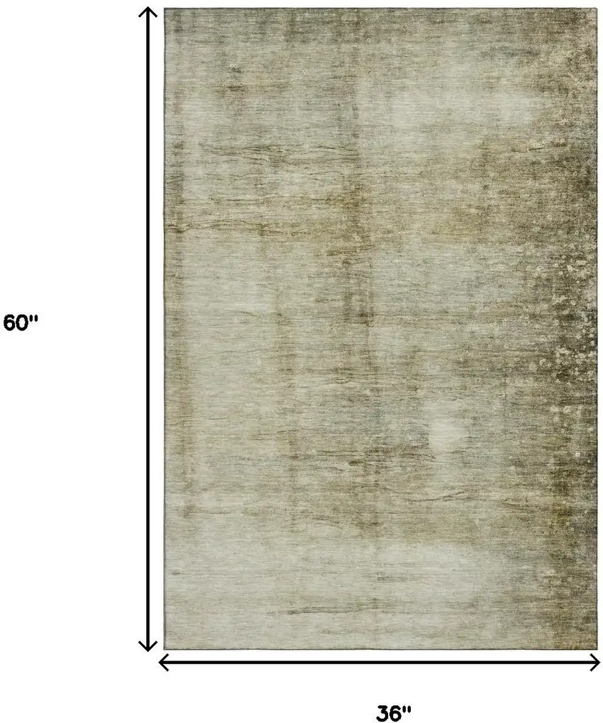 Taupe And Beige Abstract Washable Area Rug With UV Protection Photo 6