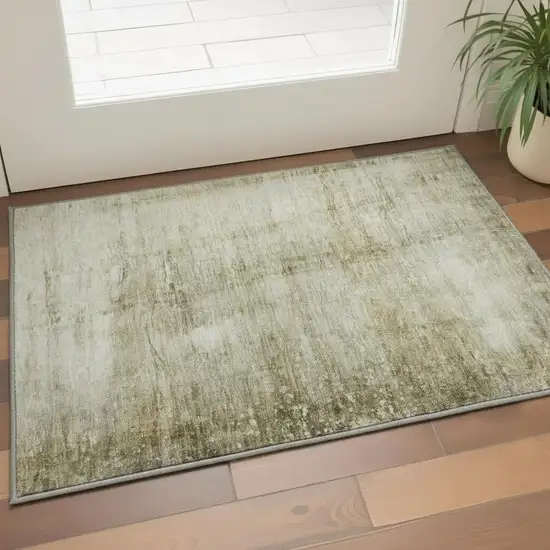 Taupe And Beige Abstract Washable Area Rug With UV Protection Photo 2