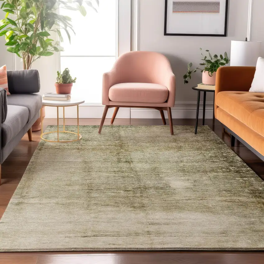 Taupe And Beige Abstract Washable Area Rug With UV Protection Photo 3