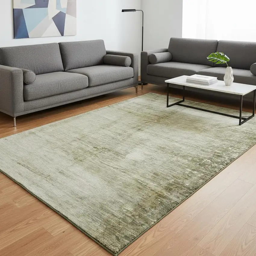 Taupe And Beige Abstract Washable Area Rug With UV Protection Photo 2