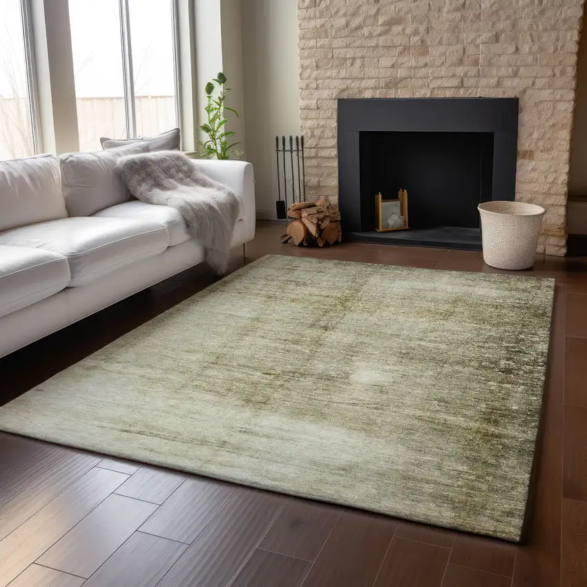 Taupe And Beige Abstract Washable Area Rug With UV Protection Photo 4