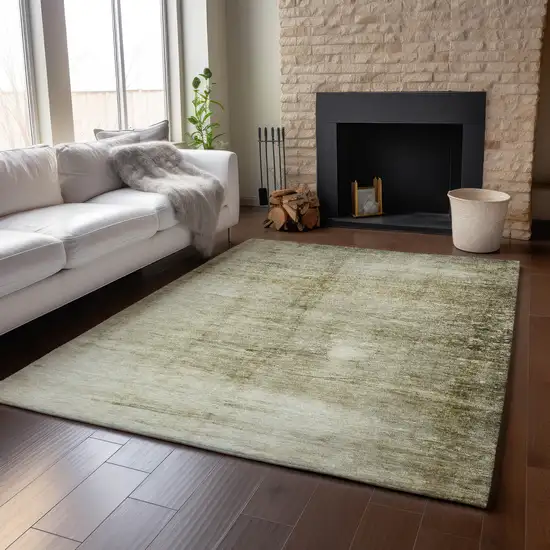 Taupe And Beige Abstract Washable Area Rug With UV Protection Photo 4