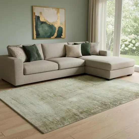 Taupe And Beige Abstract Washable Area Rug With UV Protection Photo 1