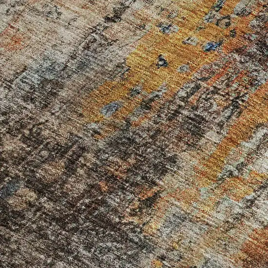 Taupe And Beige Abstract Washable Area Rug With UV Protection Photo 3