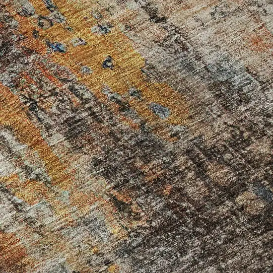 Taupe And Beige Abstract Washable Area Rug With UV Protection Photo 1