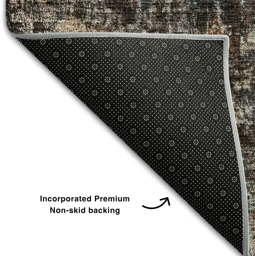 Taupe And Beige Abstract Washable Area Rug With UV Protection Photo 7