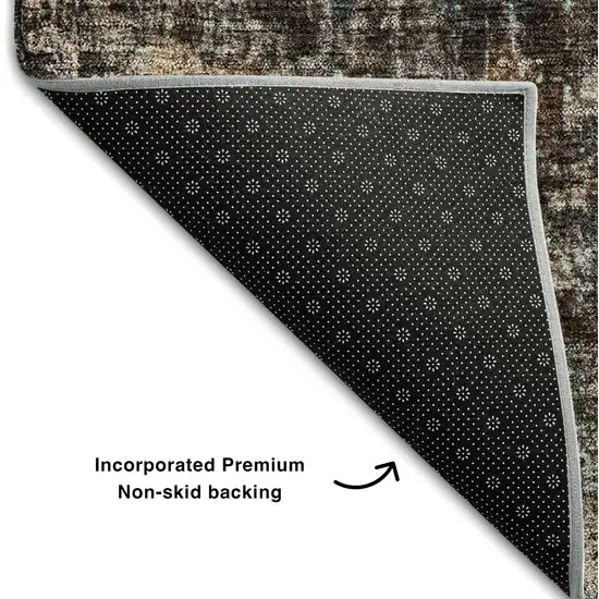 Taupe And Beige Abstract Washable Area Rug With UV Protection Photo 6