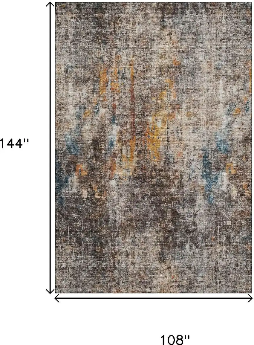 Taupe And Beige Abstract Washable Area Rug With UV Protection Photo 3