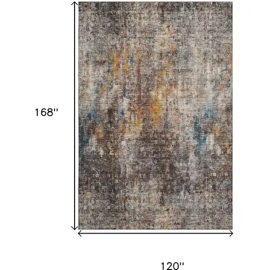Taupe And Beige Abstract Washable Area Rug With UV Protection Photo 3