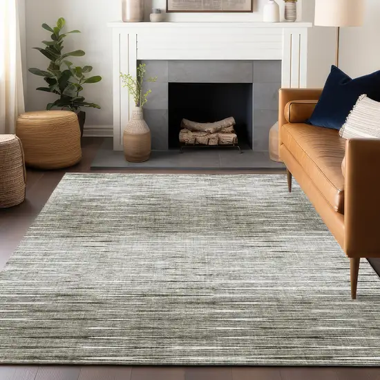 Taupe And Beige Abstract Washable Area Rug With UV Protection Photo 6