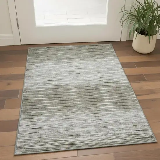 Taupe And Beige Abstract Washable Area Rug With UV Protection Photo 2