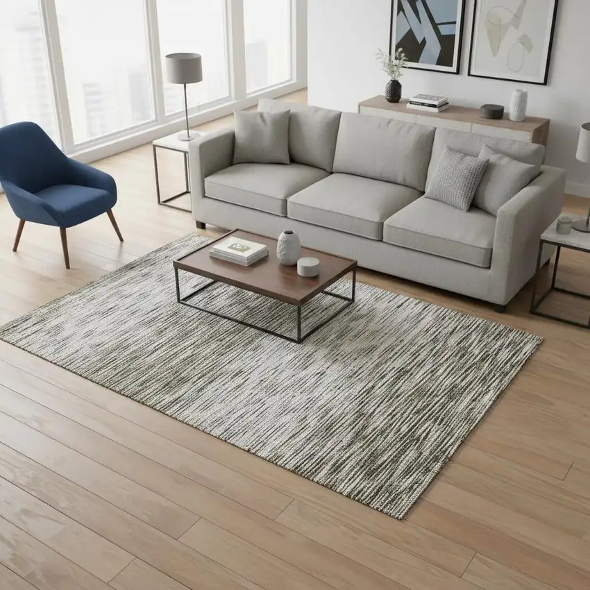 Taupe And Beige Abstract Washable Area Rug With UV Protection Photo 2