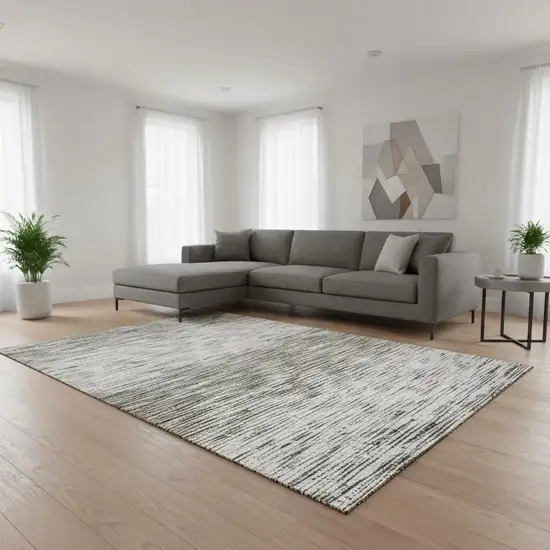 Taupe And Beige Abstract Washable Area Rug With UV Protection Photo 2