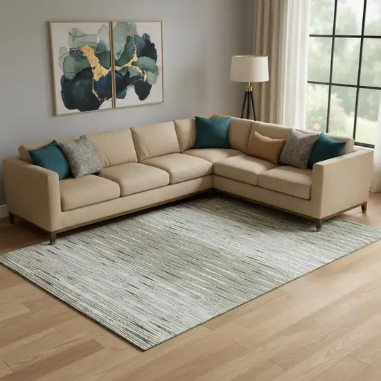 Taupe And Beige Abstract Washable Area Rug With UV Protection Photo 1