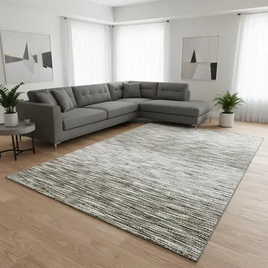 Taupe And Beige Abstract Washable Area Rug With UV Protection Photo 2