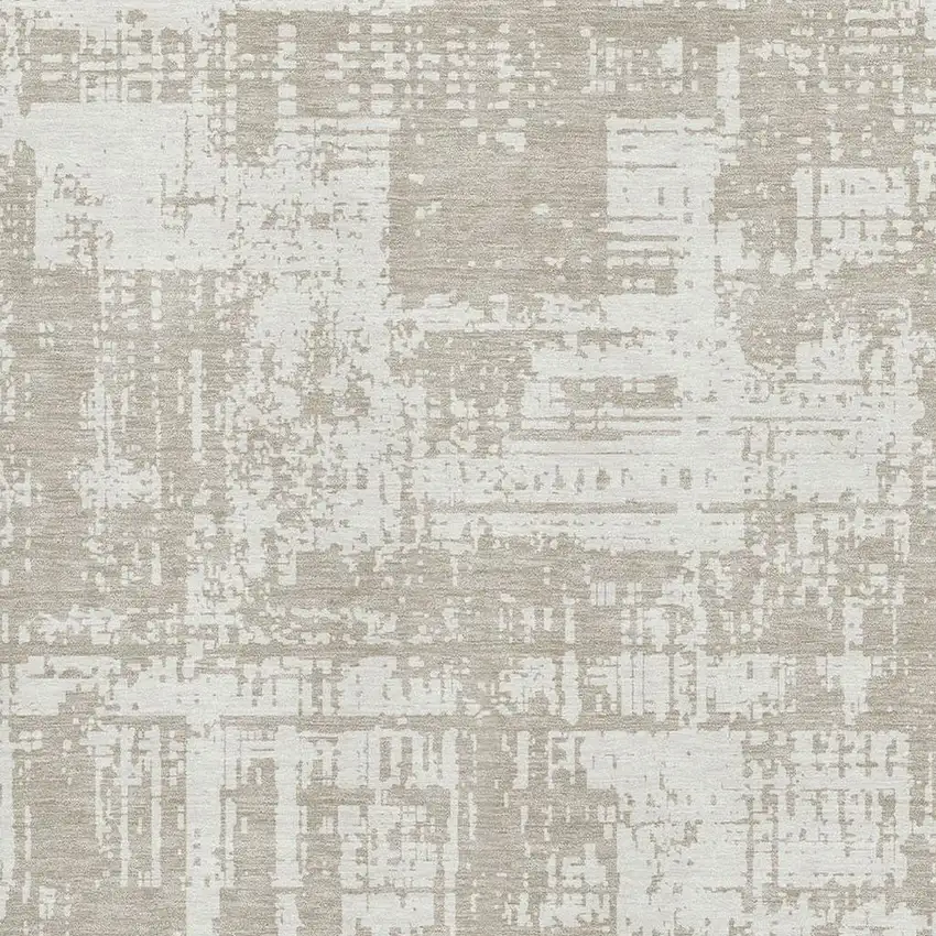 Taupe And Beige Abstract Washable Area Rug With UV Protection Photo 3