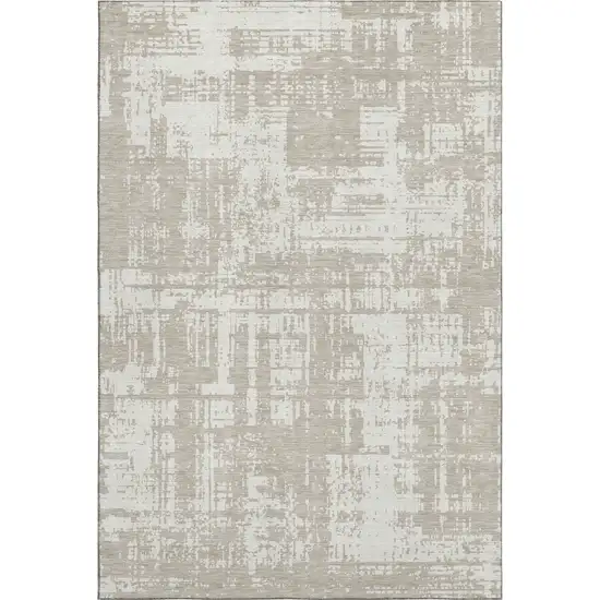Taupe And Beige Abstract Washable Area Rug With UV Protection Photo 1