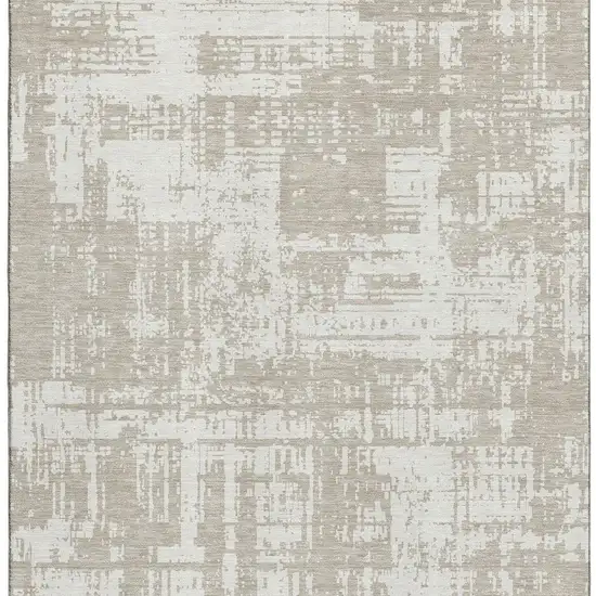 Taupe And Beige Abstract Washable Area Rug With UV Protection Photo 4
