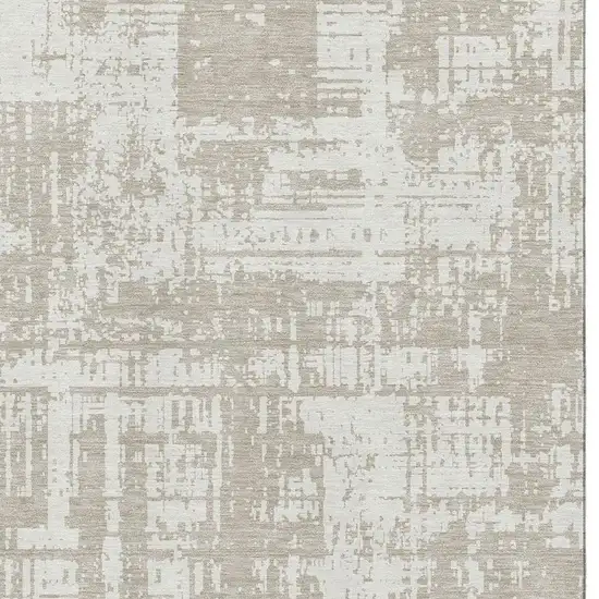 Taupe And Beige Abstract Washable Area Rug With UV Protection Photo 3