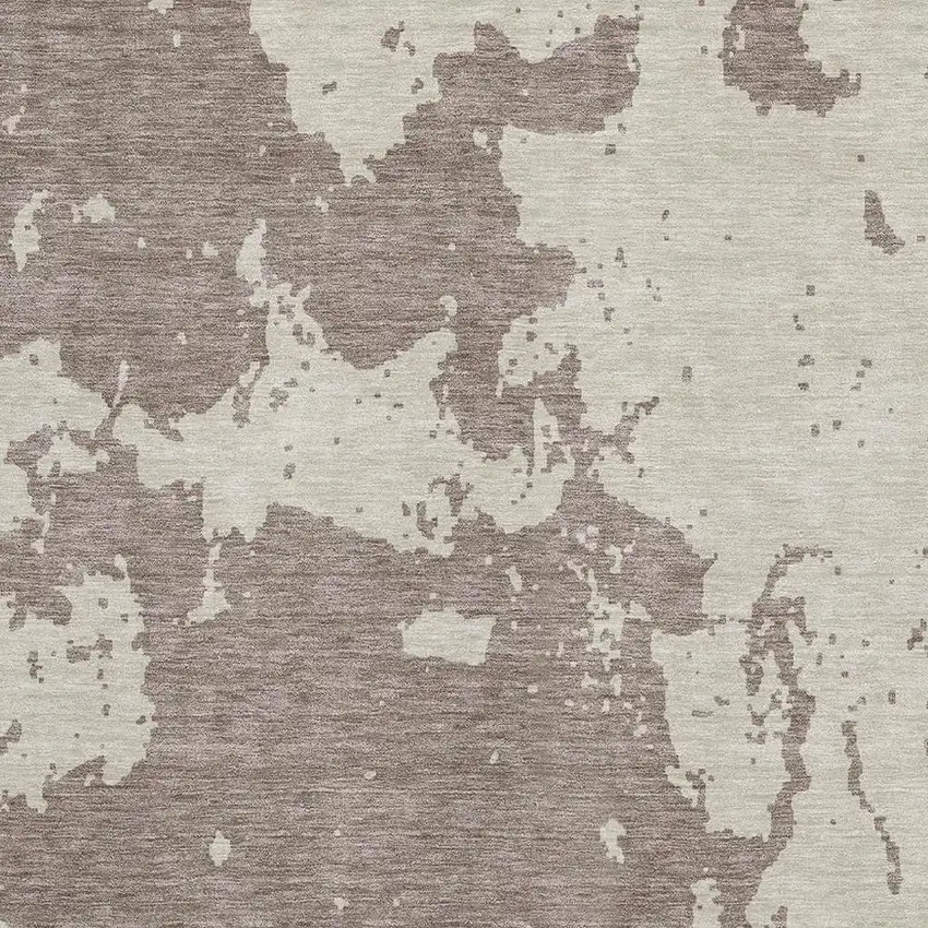 Taupe And Beige Abstract Washable Area Rug With UV Protection Photo 4