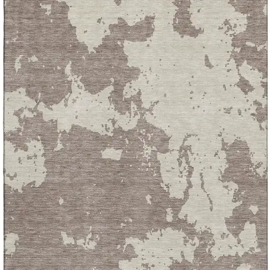 Taupe And Beige Abstract Washable Area Rug With UV Protection Photo 4