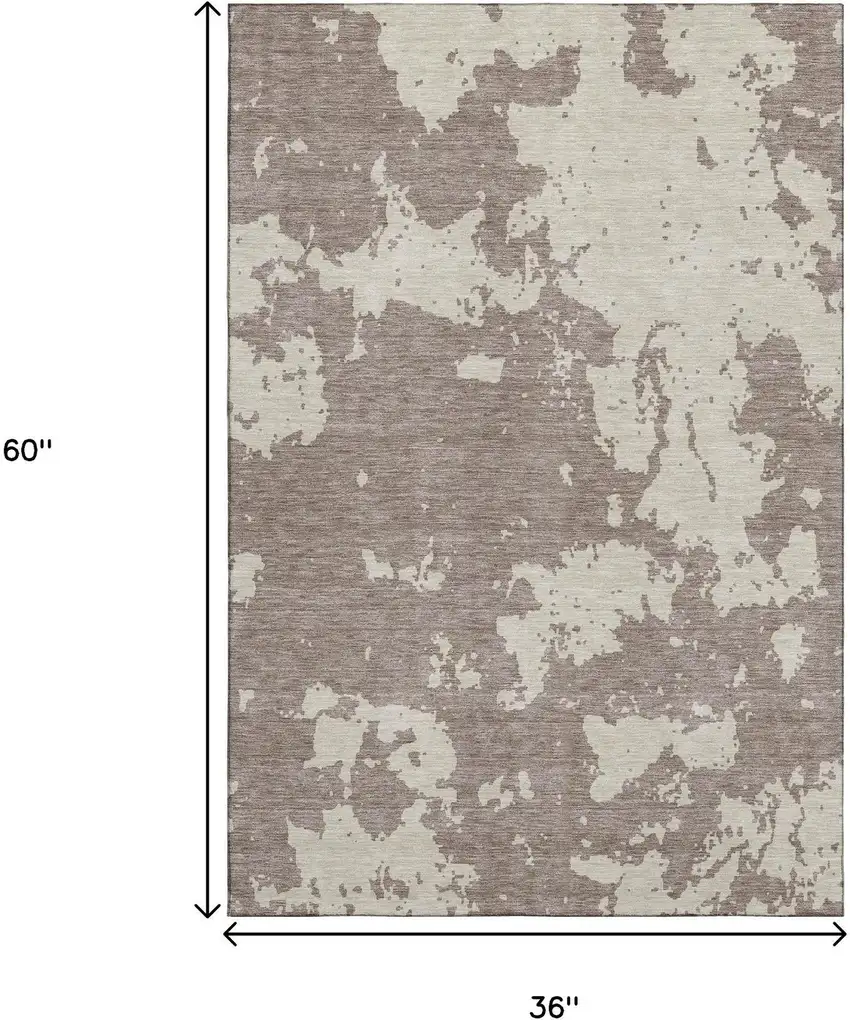 Taupe And Beige Abstract Washable Area Rug With UV Protection Photo 3